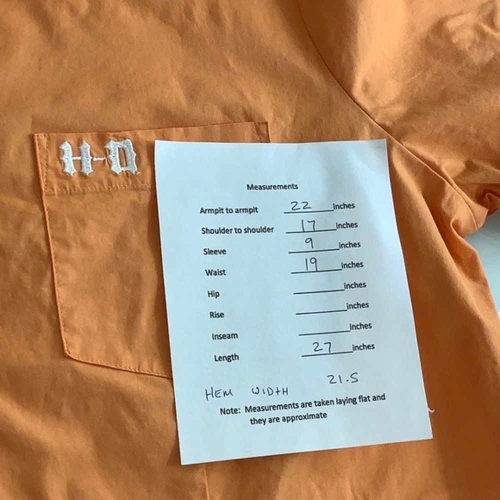 Harley Davidson embellished Eagle S/S button down orange shirt size large EUC - Picture 11 of 11
